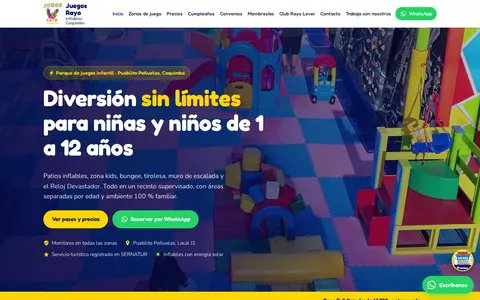 Página web de Juegos Rayo Inflables, parque de juegos infantil