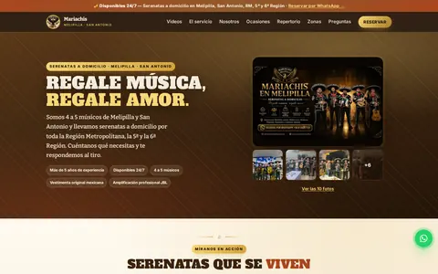 Página web de Mariachis de Melipilla, serenatas a domicilio